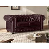 Image de Canapé chesterfield 2 places BRENTON 100% cuir de buffle - Bordeaux
