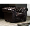 Image de Fauteuil chesterfield BRENTON 100% cuir de buffle - Marron reflets châtains
