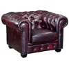 Image de Fauteuil Chesterfield BRENTON 100% cuir de buffle - VENTE-UNIQUE - 1 place - Marron