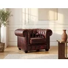 Image de Fauteuil chesterfield BRENTON 100% cuir de buffle - Bordeaux