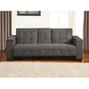 Image de Canapé convertible 3 places DEVONSHIRE - VENTE-UNIQUE - Microfibre Gris - Tablette rabattable