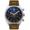 Image de Montre Homme - Spinnaker - HULL - Chronographe - Cadran noir - Bracelet cuir marron 42 mm