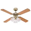 Image de Ventilateur de plafond - WESTINGHOUSE - Princess Trio - 105 cm - Laiton poli - Pales réversibles en chêne/acajou