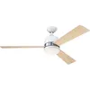 Image de Ventilateur de plafond - WESTINGHOUSE - Tristan 73038 - 132 cm - Blanc/nickel brossé - Télécommande & luminaire opale
