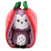 Image de Peluche - Les Déglingos - Flipetz Chouette Fraise - 2 en 1 - Rouge - 15 x 11 x 22 cm