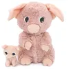 Image de Peluche - Les Déglingos - Barbekiou - Maman cochon et bébé - 25 cm - Rose