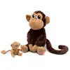 Image de Peluche singe zazou maman et son bébé marron chocolat 76240