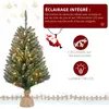 Image de Sapin de Noël Artificiel Lumineux 90cm avec base en lin LED Lumière Chaud 8 Modes d'Éclairage