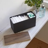 Image de Boîte De Rangement En Métal Avec Couvercle En Bois Pour Articles Sanitaires