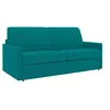 Image de Canapé 3 places convertible express en tissu bleu turquoise - Couchage 140 cm - Matelas 14 cm CALIFE