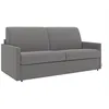 Image de Canapé 3 places convertible express en tissu gris clair - Couchage à lattes larges 140 cm - Matelas 14 cm CALIFE