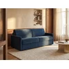 Image de Canapé 3 places convertible express en velours bleu nuit - Couchage à lattes larges 140 cm - Matelas 14 cm CALIFE