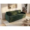 Image de Canapé 3 places convertible express en velours vert sapin - Couchage à lattes larges 140 cm - Matelas 14 cm CALIFE
