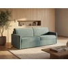 Image de Canapé 3 places convertible express en velours vert menthe - Couchage à lattes larges 140 cm - Matelas 14 cm CALIFE