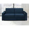Image de Canapé 3 places convertible express en velours bleu nuit - Couchage 140 cm - Matelas 14 cm CALITO