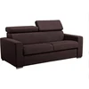Image de Canapé 3 places convertible express en tissu marron - couchage lattes larges 140 cm - Matelas 18 cm avec mémoire de forme VIZIR