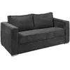 Image de Canapé 3 places convertible express en velours côtelé gris anthracite - Couchage 140 cm - Matelas 14 cm LORETO