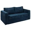 Image de Canapé 3 places convertible express en velours côtelé bleu nuit - Couchage 140 cm - Matelas 14 cm LORETO