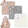 Image de Serviette de Bain à Capuche pour Bébé3pièces Cape de Bain BébéServiette à Capuche en BambouSortie de Bain Super Absorbante