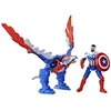 Image de Marvel Mech Strike Mechasaurs figurine Captain America de 10 cm avec Redwing Mechasaur jouet de super-héros