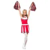 Image de Déguisement Pompom Girl Smiffys   robe rouge et blanche + pompons (Adulte Mixte)