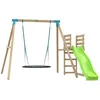 Image de Station balançoire nid et toboggan ALYSSE en bois H243cm marron