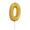 Image de Bougie chiffre 0 doré à paillettes - Or