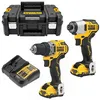 Image de Pack perceuse visseuse à percussion + visseuse à chocs Brushless 12V Lithium 2x3.0Ah avec coffret T-STAK II DeWalt