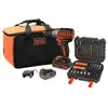 Image de Perceuse à percussion sans fil black + decker 18v - 2 batteries 18v 1x2.5ah 1x4ah - chargeur - sac - bl188me2sa-qw BL188ME2SA-QW