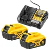 Image de Pack énergie XR 18V - DEWALT - avec 2 batteries 18V 5.0Ah + Chargeur universel 12V/18V - DCB1104P2-QW