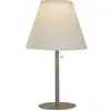 Image de Searchlight venice lampe de table d'extérieur en métal argenté et abat-jour blanc
