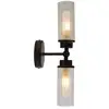 Image de Searchlight imperial applique murale à 2 lampes, métal noir mat et verre strié transparent