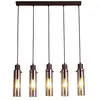 Image de Searchlight sweden suspension de plafond à 5 lampes ii en métal moka et verre ambré