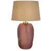 Image de Searchlight amethyst lampe de table 1 lumière, verre rose avec abat-jour en lin naturel