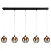 Image de Searchlight alchemy lampe suspendue à 5 led en métal noir et verre ambré