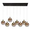 Image de Searchlight alchemy lampe suspendue à 8 led, métal noir et verre ambré
