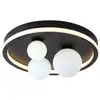 Image de Searchlight trident plafonnier led 3 lumières, métal noir et boules en verre opale