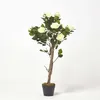 Image de Rosier artificiel blanc en pot 90 cm