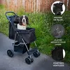 Image de Poussette pour animaux - MONSTERSHOP - Pliable - Noir - Capacité 15kg - Housse pluie incluse