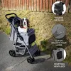 Image de Poussette pour animaux - Acier - Grise - Pliable - 15kg - Panier & Porte-Gobelet