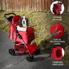 Image de Poussette pour animaux - Rouge - Pliable - Acier robuste - Capacité 15kg - Panier & porte-gobelet