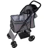 Image de Poussette pour Animal de Compagnie - Tartan Bleu - Extérieur - Cadre en acier - Confort optimal - Jusquà 15 kg