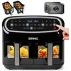 Image de Duronic af24 friteuse à air de 2400 w deux tiroirs de cuisson de 5 litres chacun fonctions sync cook et sync finish 10 modes de cuisson préréglés sans huile commande numérique tactile