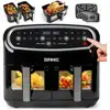 Image de Duronic af34 bk set friteuse à air avec 1 grand tiroir de 10l et 2 petits tiroirs de 5l inclus 10 programmes de cuisson préréglés sans huile fonctions sync cook sync finish