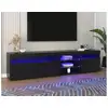 Image de Meuble tv 180cm avec led, style moderne, banc tv pour salon, chambre, noir