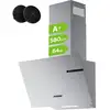 Image de Hotte décorative 60cm 580m³h classe a+ 3 vitesses recyclage et évacuation filtre à charbon inclus inox cd6765as