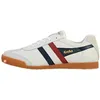 Image de Basket Cuir Gola Harrier - Homme - Blanc/marine/rouge - Lacets - Confort exceptionnel