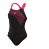 Image de Maillot De Bain Femme Speedo Medley Logo 1 Pièce - Noir/Rose Electrique - Dos Ouvert - Tissu Stretch
