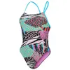 Image de Maillot de bain Speedo Allover Tie-Back One Piece noir vert rose femme - 28