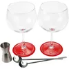 Image de Set verres à pied cocktail + 2 pailles + doseur